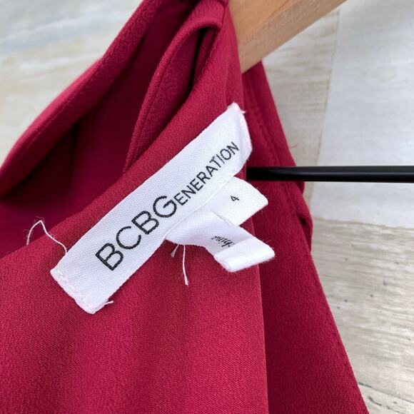 BCBGenerations Crepe Zippered Cocktail Dress Raspberry Wine Party Club Womens 4 - Picture 8 of 10